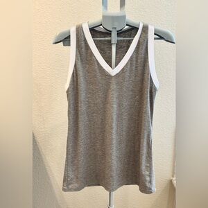 Gray and White Women's Sleeveless Top